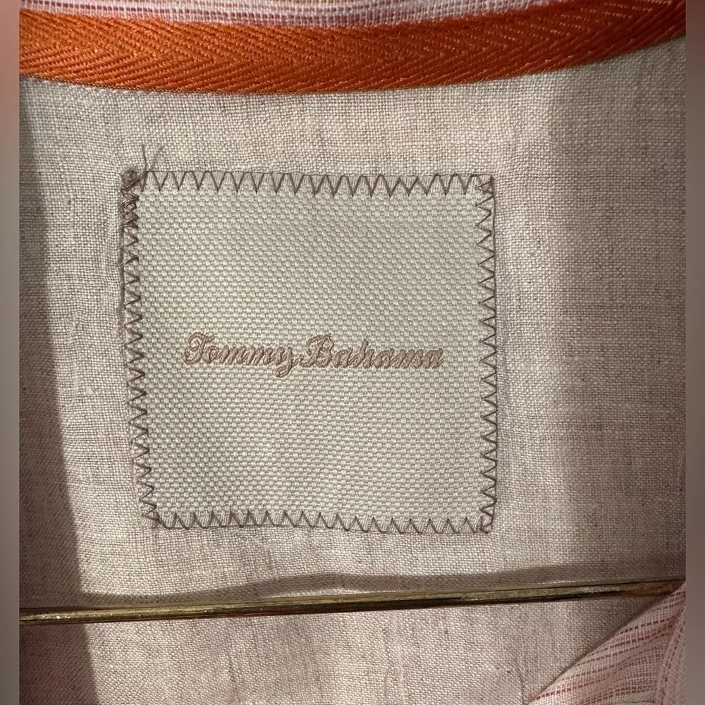 TOMMY BAHAMA Men’s XXL Long Sleeve 100% Linen Pink Gradient Pinstripe PRISTINE - Picture 2 of 14